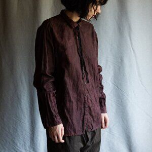 Kinzzza Women's shirt FADE, over dyed burgundy ramie